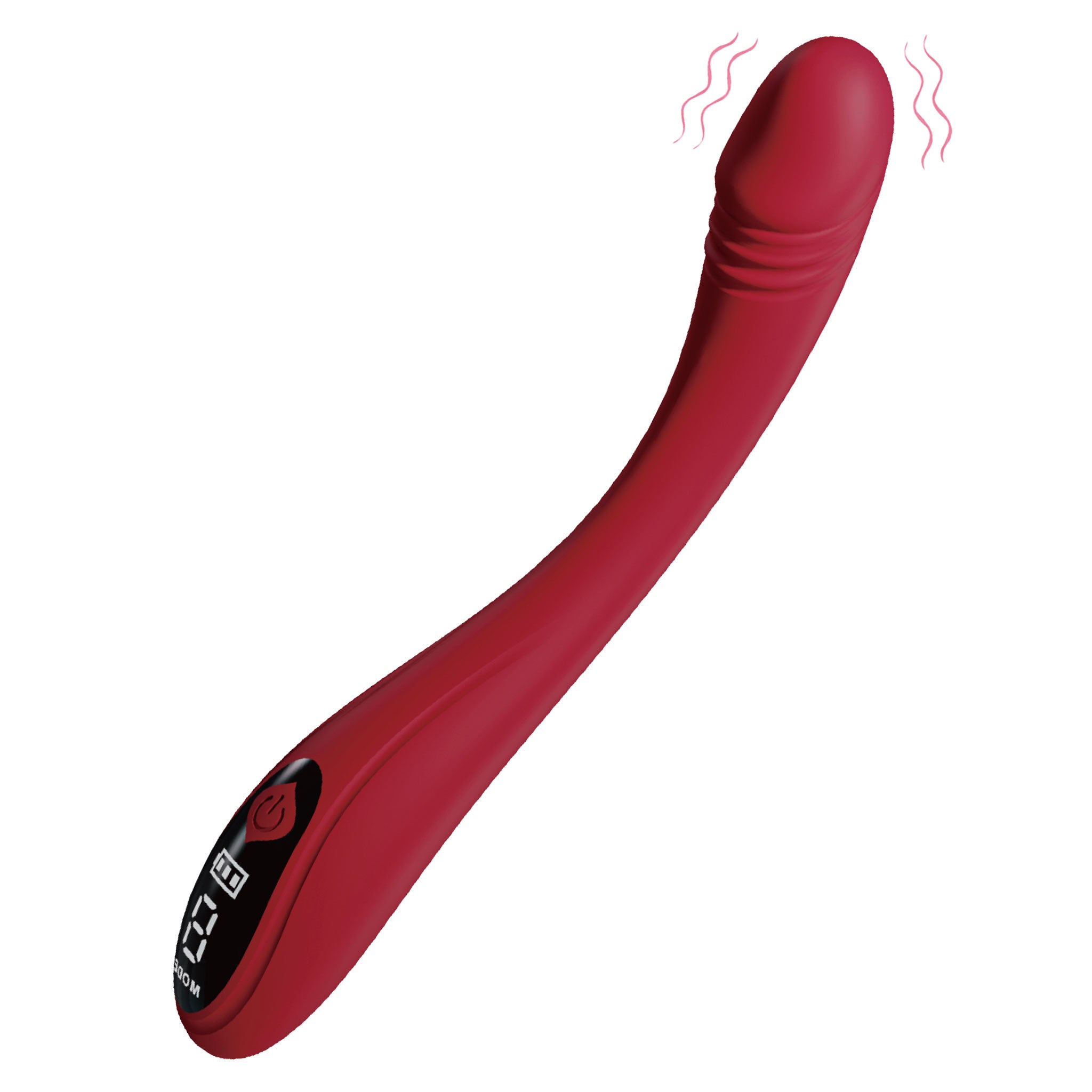 Silicone ABS-plastic accessories insertables vibe vibrator vibrator dildo wand g-spot p-spot angled-tip curved-shaft waterproof usb-rechargeable digital-display soft flexible body-safe discreet quiet flexible bendable plush comfortable kink kinky kinky-toys sexual-wellness adult-toys female femme feminine women unisex red