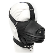 Leather genuine-leather accessories headgear muzzle head-harness pony-mouth horse-mouth grommeted-nostrils collar d-ring zipper front-zip mouth-zip adjustable buckle fetish fashion alt-fashion alternative bedroom dungeon fetishwear bondage bdsm bdsm-gear bdsm-toys bdsm-fashion sub submissive kink kinky kinky-play pet play pony-play pony horse animal costume cosplay halloween unisex black