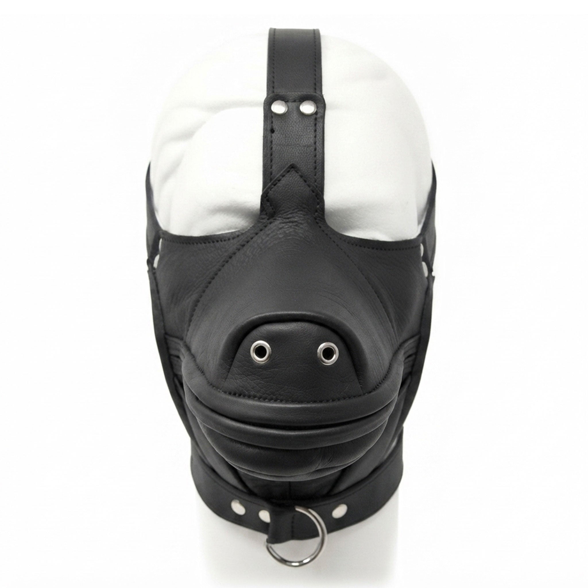 Leather genuine-leather accessories headgear muzzle head-harness pony-mouth horse-mouth grommeted-nostrils collar d-ring zipper front-zip mouth-zip adjustable buckle fetish fashion alt-fashion alternative bedroom dungeon fetishwear bondage bdsm bdsm-gear bdsm-toys bdsm-fashion sub submissive kink kinky kinky-play pet play pony-play pony horse animal costume cosplay halloween unisex black
