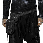 Nylon plastic Velcro accessories bags waist-bag leg-bag thigh-bag utility-bag adjustable rivets distressed multi-pocket zip front-zipper flap-zipper fetish fashion alt-fashion alternative punk rock goth gothic goth-doll postapocalyptic post-apocalyptic streetwear costume cosplay halloween holiday gifts unisex black afterdark