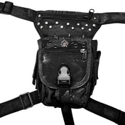 Nylon plastic Velcro accessories bags waist-bag leg-bag thigh-bag utility-bag adjustable rivets distressed multi-pocket zip front-zipper flap-zipper fetish fashion alt-fashion alternative punk rock goth gothic goth-doll postapocalyptic post-apocalyptic streetwear costume cosplay halloween holiday gifts unisex black afterdark