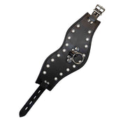 Leather genuine-leather accessories restraints collar choker posture-collar posture leash lead O-ring locking lockable buckle adjustable ergonomic trimmed grommets fetish fashion alt-fashion bondage bdsm kink kinky kinky-play submission adult-toys bdsm-toys bdsm-gear black