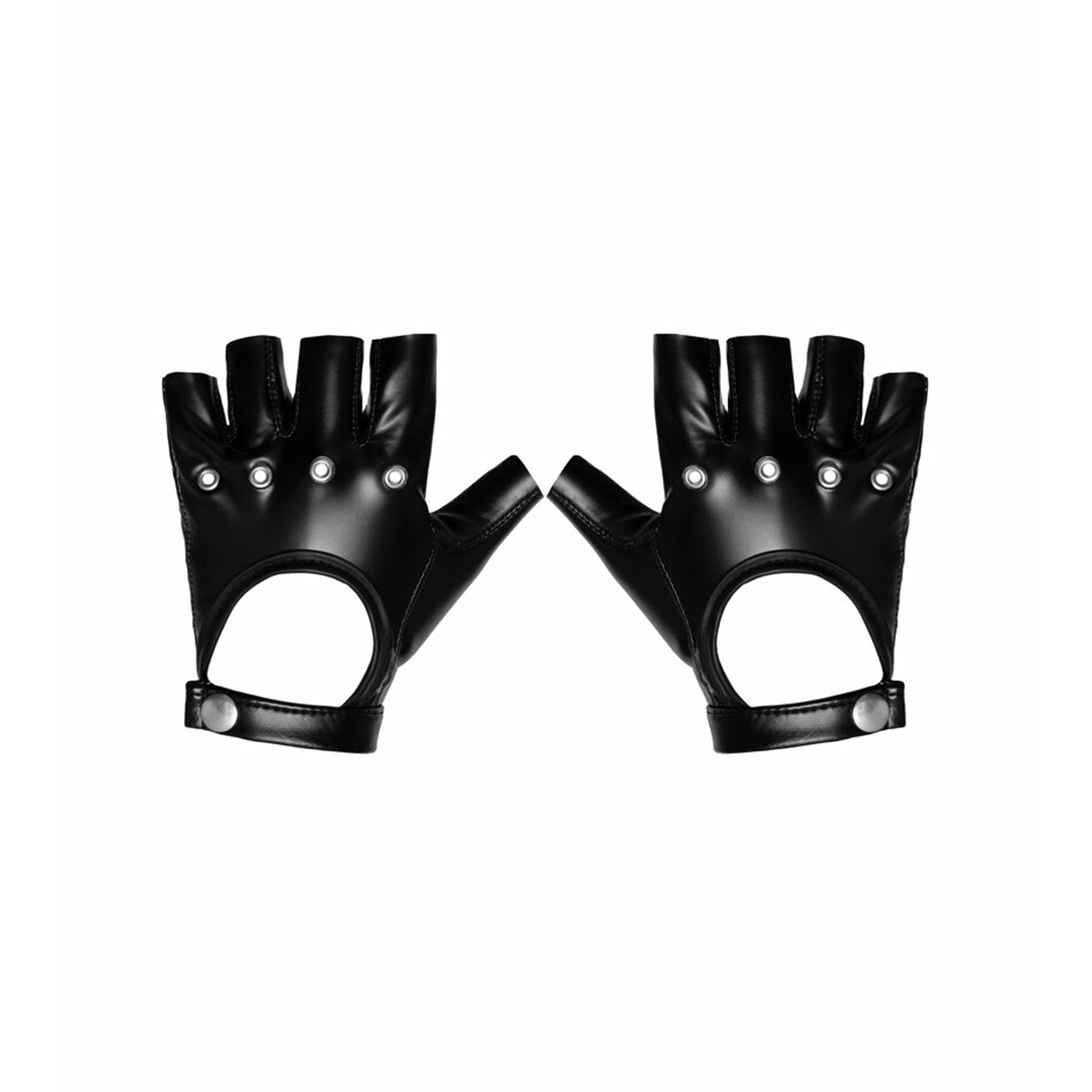 Wetlook power-wetlook gloves fingerless snap-button press-button open-back ventilated grommets knuckles extravagant comfortable comfort soft stretchy snug accessories black