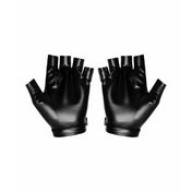 Wetlook power-wetlook gloves fingerless snap-button press-button open-back ventilated grommets knuckles extravagant comfortable comfort soft stretchy snug accessories black