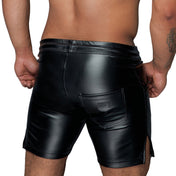 Wetlook power-wetlook polyamide elastane nylon-cording apparel bottoms shorts underwear lingerie leg-vent pockets back-pocket patch-pocket midrise-waistband functional drawstring elastic-waistband roomy flare comfortable blue-collar stretchy shiny matte-finish fetish fashion alt-fashion alternative punk cyber goth rave ravewear kink kinky kinkwear costume cosplay halloween noir-collection male masculine masc mens guys dudes unisex black