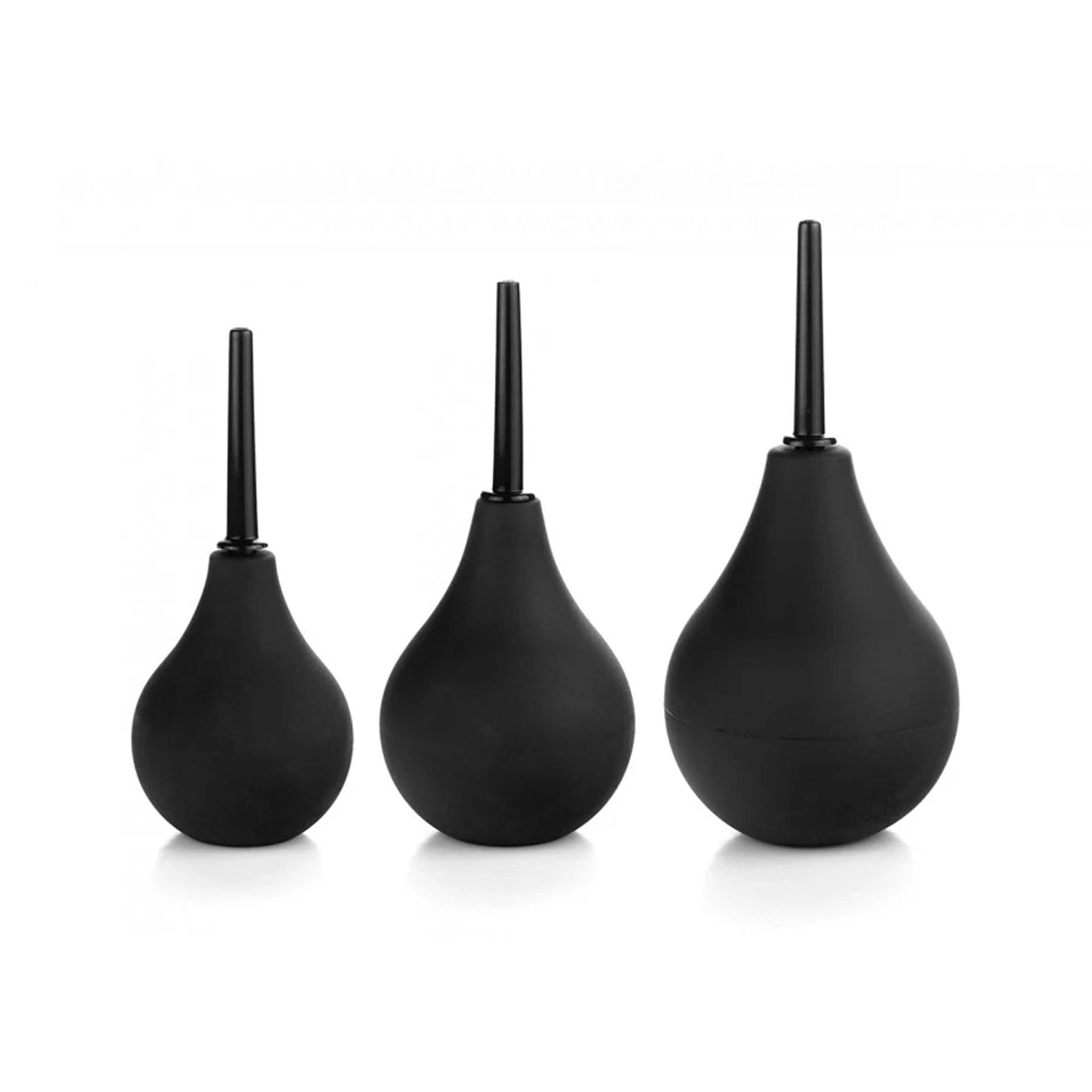 PVC ABS-plastic anal enema douche nonvibe non-vibe nonvibrating non-vibrating squeeze-bulb nozzle squirt slim tapered insertable screw-on standing stand-upright upright flat-base classic gay hygiene cleaning adult-toys kink kinky kinky-play bdsm bondage domination black