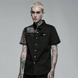 Punk Asymmetric Net Sleeve Shirt