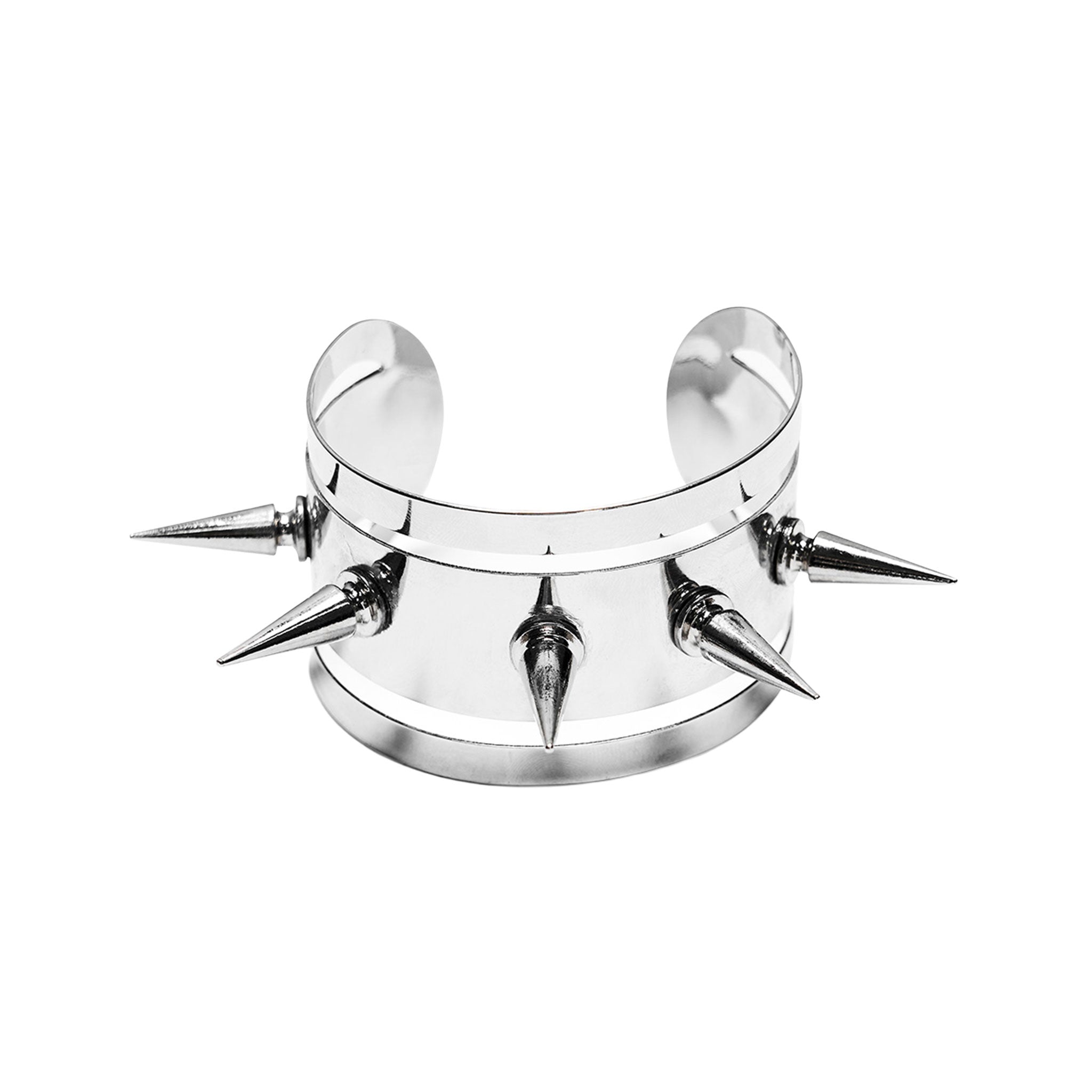Iron accessories arm-gear jewelry wrist-cuff arm-cuff spikes spiked screwed-in open-cuff flexible malleable mirror-finish lightweight breathable fetish fashion alt-fashion alternative punk rock goth gothic cyber bedroom dungeon streetwear spicy futuristic hardcore bondage bdsm bdsm-gear bdsm-fashion kink kinky kinkwear sensory-play costume cosplay halloween halloween-accessories costume-accessories afterdark-collection gifts unisex silver 