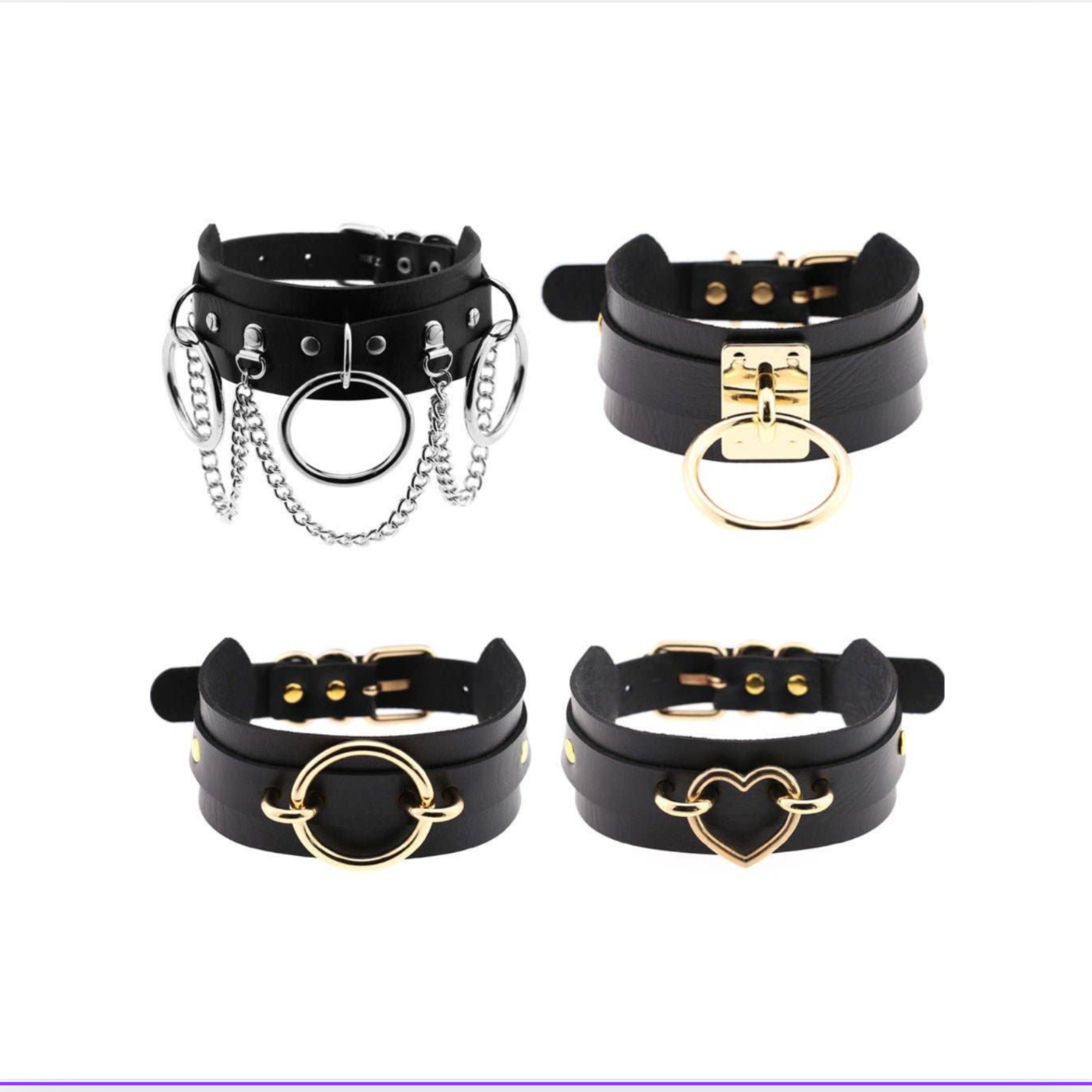 punk rock collars vegan faux leather gold silver hardware harajuku pastel punk choker adjustable length gothic edgy statement necklace fetish fashion