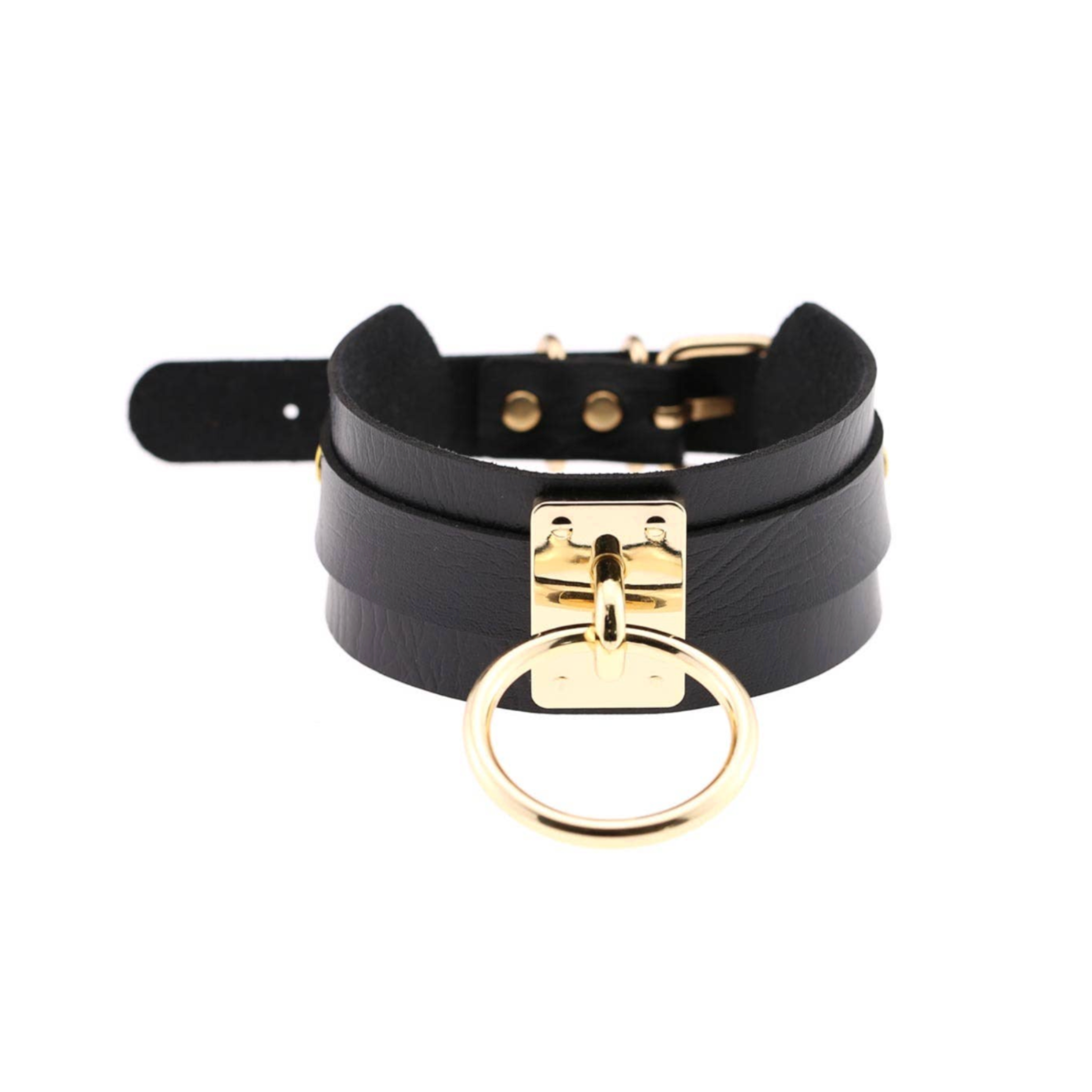punk rock collars vegan faux leather gold silver hardware harajuku pastel punk choker adjustable length gothic edgy statement necklace fetish fashion