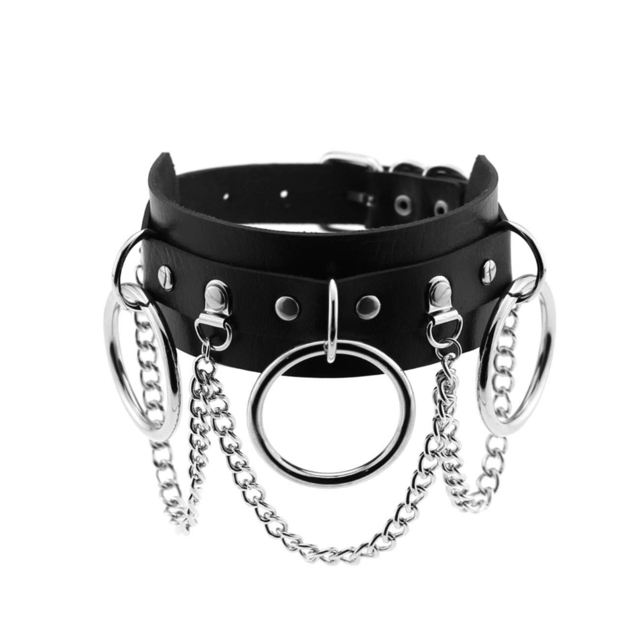 punk rock collars vegan faux leather gold silver hardware harajuku pastel punk choker adjustable length gothic edgy statement necklace fetish fashion