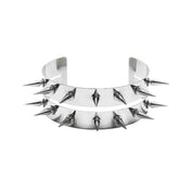 Iron accessories neck-wear choker spiked spike spikes open-back shiny mirror-finish high-luster flexible edgy futuristic rebellious versatile fashion alt-fashion alternative punk goth gothic cyber cyberpunk rave raver-babe festival hard-core street-fashion bondage bdsm-fashion kink kinky kinkwear costume cosplay halloween halloween-accessories afterdark-collection unisex silver chrome