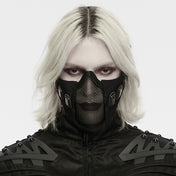 Oxford-cloth polyester elastic faux-leather plastic iron metallic-mesh accessories mask half-mask face-mask rivet ergonomic wear-resistant durable reinforced practical fetish fashion alt-fashion alternative punk cyber cyberpunk cyber-goth industrial street-fashion costume cosplay halloween halloween-accessories post-apocalyptic afterdark-collection unisex black
