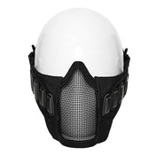 Oxford-cloth polyester elastic faux-leather plastic iron metallic-mesh accessories mask half-mask face-mask rivet ergonomic wear-resistant durable reinforced practical fetish fashion alt-fashion alternative punk cyber cyberpunk cyber-goth industrial street-fashion costume cosplay halloween halloween-accessories post-apocalyptic afterdark-collection unisex black