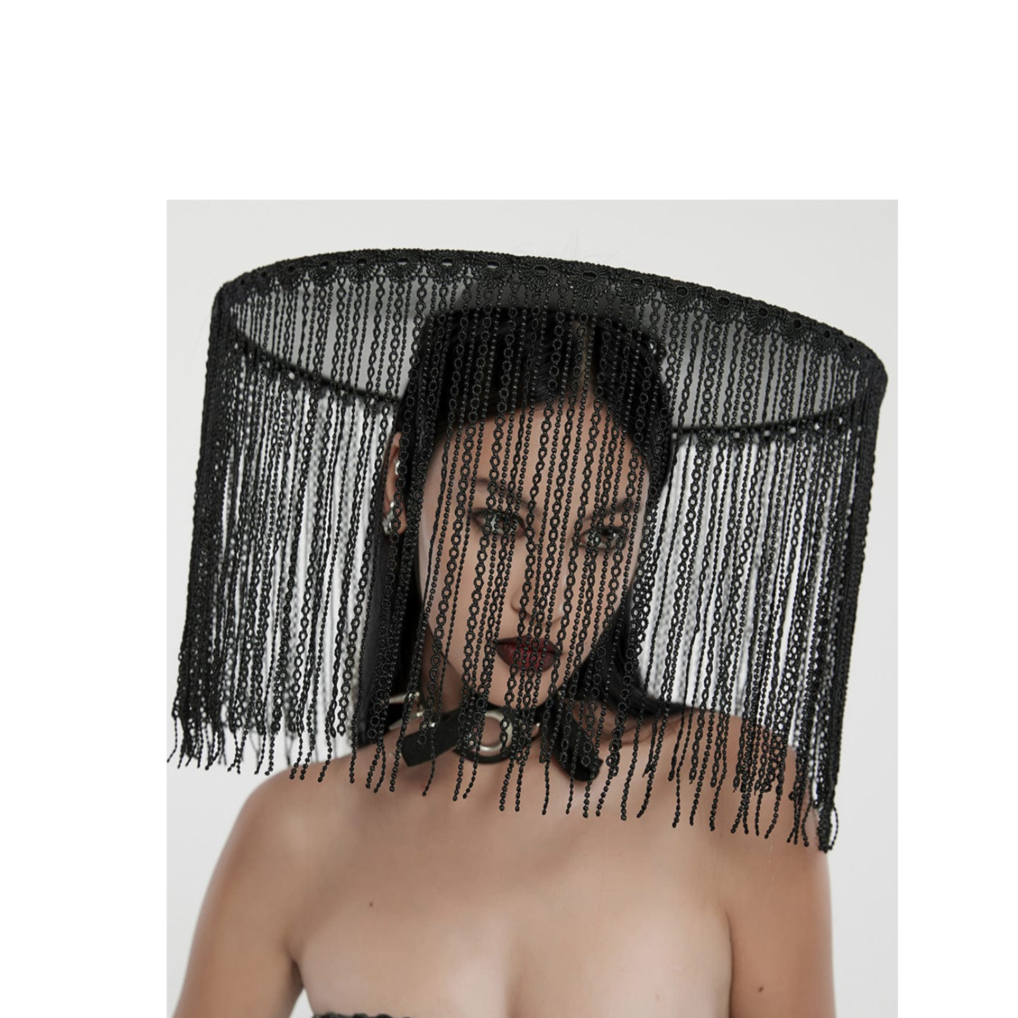 punk tassel hat gothic wide brim hat alternative headwear dark fashion goth punk style accessory fetish factory