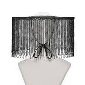 Polyester lace mesh sheer transparent headgear hat veil no-cap capless liangmao asian hakka hakka-culture chinese china tassel chin-ribbon ethereal otherworldly lightweight airy fashion dark-fashion alt-fashion goth gothic goth-doll rave dark-rave visual-kei female femme feminine women black