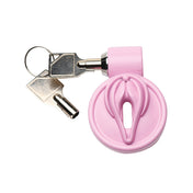 Plastic metallic lock nickel-free accessories cage cock-cage cock-chastity male-chastity chastity ball-ring ring-sizes interchangeable vulva-shaped locking lockable push-lock safety comfort aesthetic sexy adorable bondage bdsm bdsm-gear bdsm-toys kink kinky kinky-toys kinky-play sub submissive submission feminiization sissy sissyfication feminization transform restraint denial valentines be-mine stocking-stuffers gifts male masculine masc mens menswear guys dudes pink