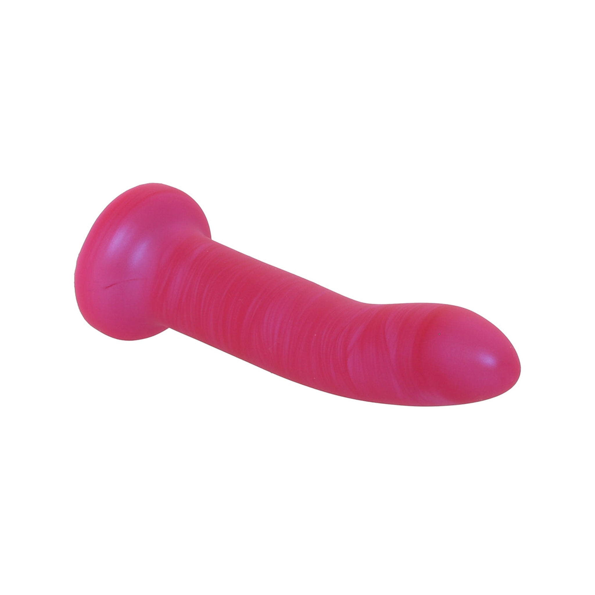 Silicone plush metallic shimmer dildo dong non-vibe non-vibrating suction-cup harness-compatible curved g-spot hands-free queens-delight queen's-delight queen's delight adult-toys pink