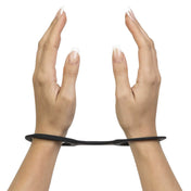 Silicone hypoallergenic satin elastic accessories cuffs handcuffs one-piece blindfold soft matte-finish strong durable stretchy simple simplicity comfort exciting effortless secure versatile travel-friendly quick-release low-risk fetish fashion alt-fashion alternative bedroom dungeon bondage bondage-play bdsm bdsm-toys bdsm-fashion kink kinky kinky-play kinky-toys restraints restraints-set wrist-restraints sensory-play adult-toys unisex black