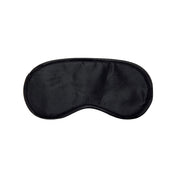Silicone hypoallergenic satin elastic accessories cuffs handcuffs one-piece blindfold soft matte-finish strong durable stretchy simple simplicity comfort exciting effortless secure versatile travel-friendly quick-release low-risk fetish fashion alt-fashion alternative bedroom dungeon bondage bondage-play bdsm bdsm-toys bdsm-fashion kink kinky kinky-play kinky-toys restraints restraints-set wrist-restraints sensory-play adult-toys unisex black