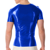 Mens Latex Medical Snap Front Shirt Azure Blue M