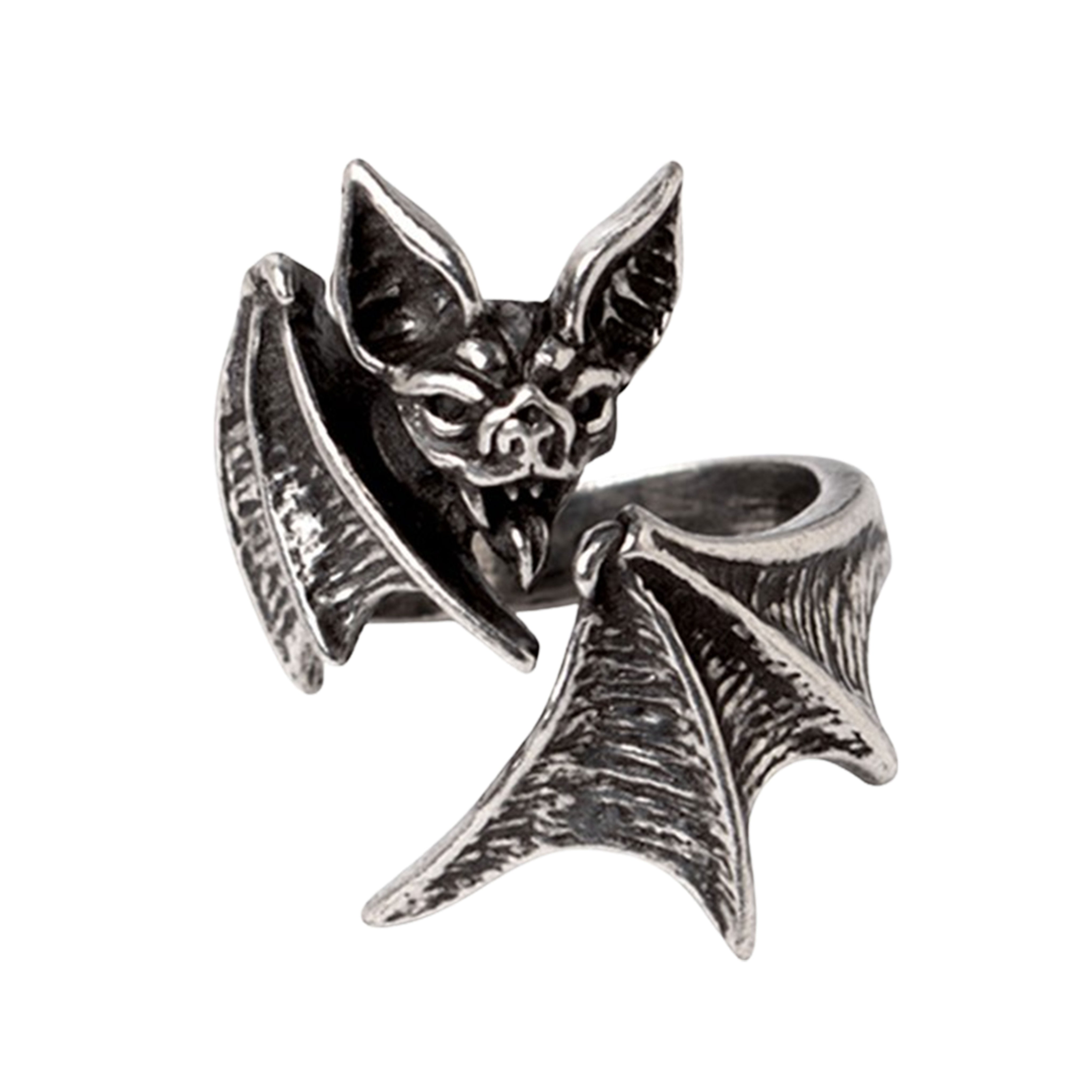 Adjustable Bat Nighthawk Ring Antique Pewter
