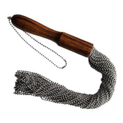 Metal Beaded Flogger with Wood Handle | A sturdy wooden handle with 45 metal bead chain falls for extreme sensation and impact play.