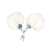 Stainless steel handcuffs genuine rabbit fur matching keys white