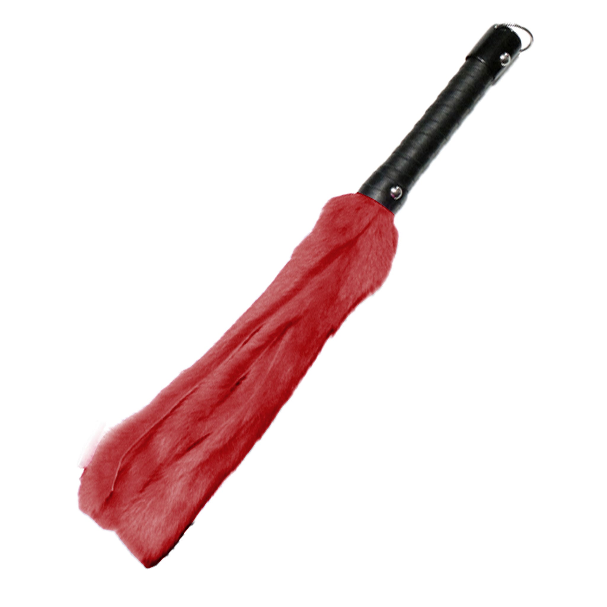 Fur genuine-fur rabbit-fur leather genuine-leather rubber leather-wrapped wrapped-handle suede-backing D-ring rubber-capped soft bdsm-gear bdsm-toys bdsm bondage sadism masochism sadomasochism sadist masochist sadomasochist impact impact-play impact-toys kink kinky kinky-play spank spanking sensory sensation adult-toys red