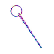 Stainless-steel heat-tinted accessories cnb cock-and-ball plug urethral-plug beaded graduated-beads tapered smooth vibrant colorful bold ergonomic comfortable playful bondage bdsm bdsm-toys bdsm-gear kink kinky kinky-play kinky-toys pain stimulating stimulation stim sadism sadist masochism masochist sadomasochism sadomasochist medical-toys adult-toys rainbow rainbow-tsunami lgbtq pride