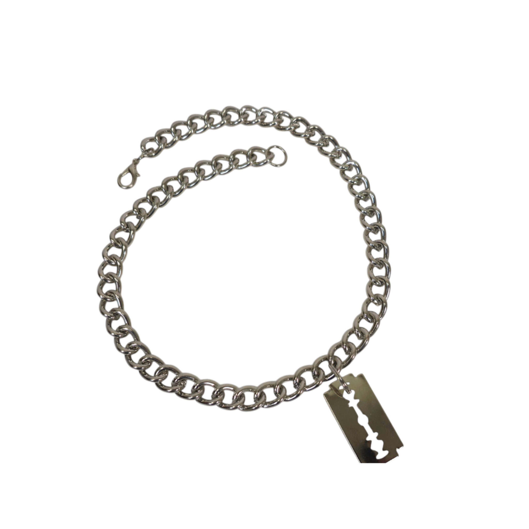 razor blade pendant necklace metal gothic punk choker adjustable chain unisex fetish jewelry edgy statement accessory