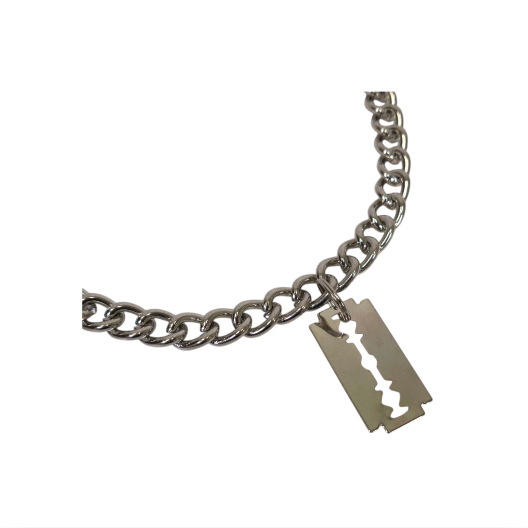 razor blade pendant necklace metal gothic punk choker adjustable chain unisex fetish jewelry edgy statement accessory