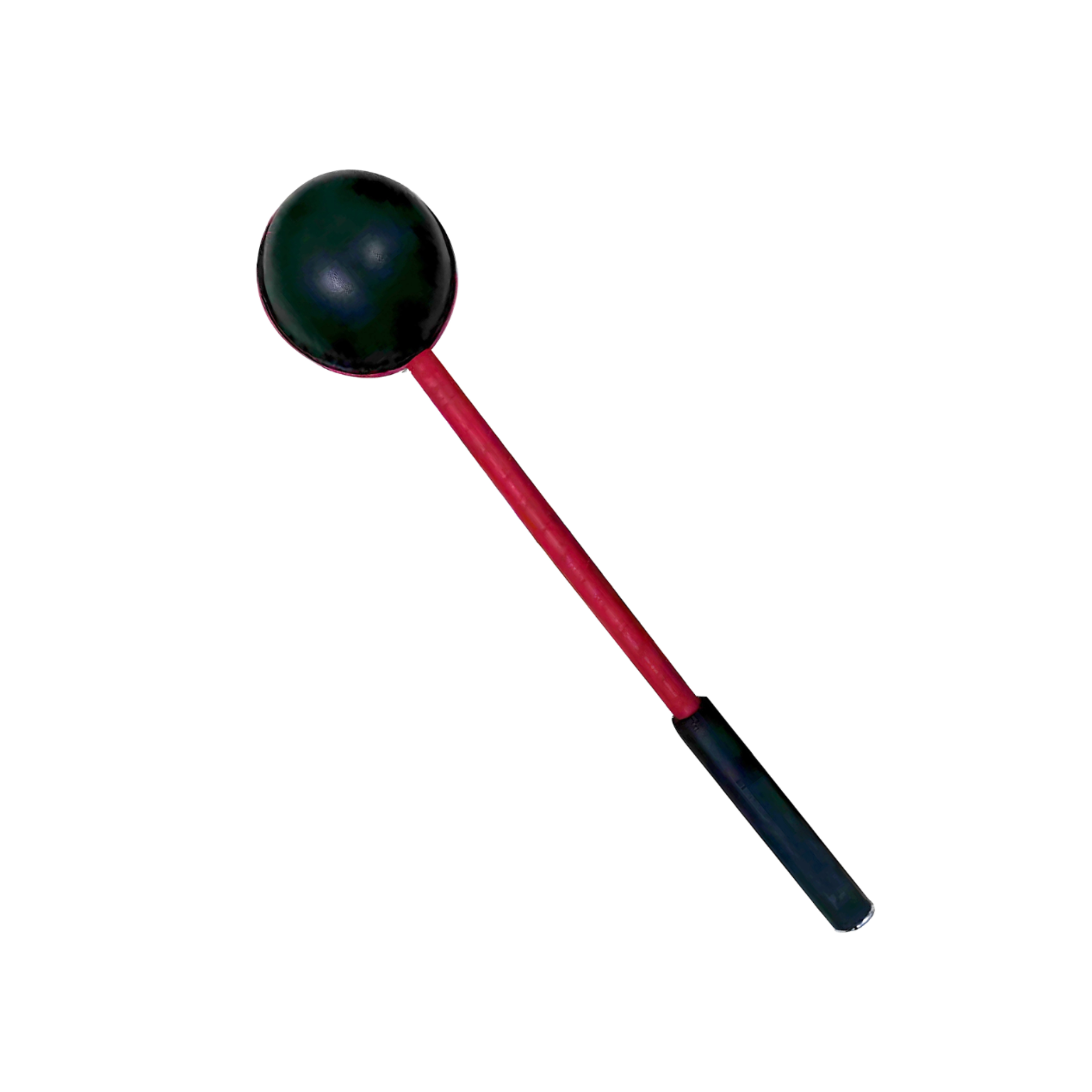Leather mallet ball hammer, padded impact toy, BDSM striking tool, red and black leather, dungeon accessory.