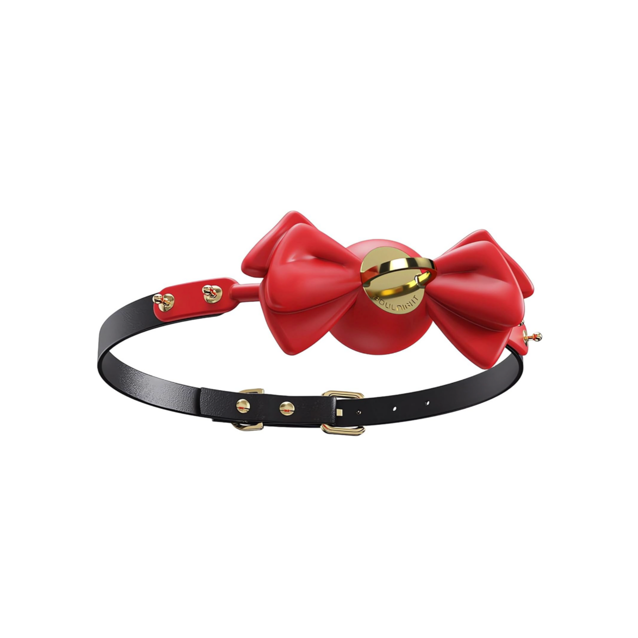 red bow gag, breathable cap gag, silicone ball gag, adjustable leather gag, bondage gag, fetish gag, red and black gag, metal buckle gag, kinky accessories
