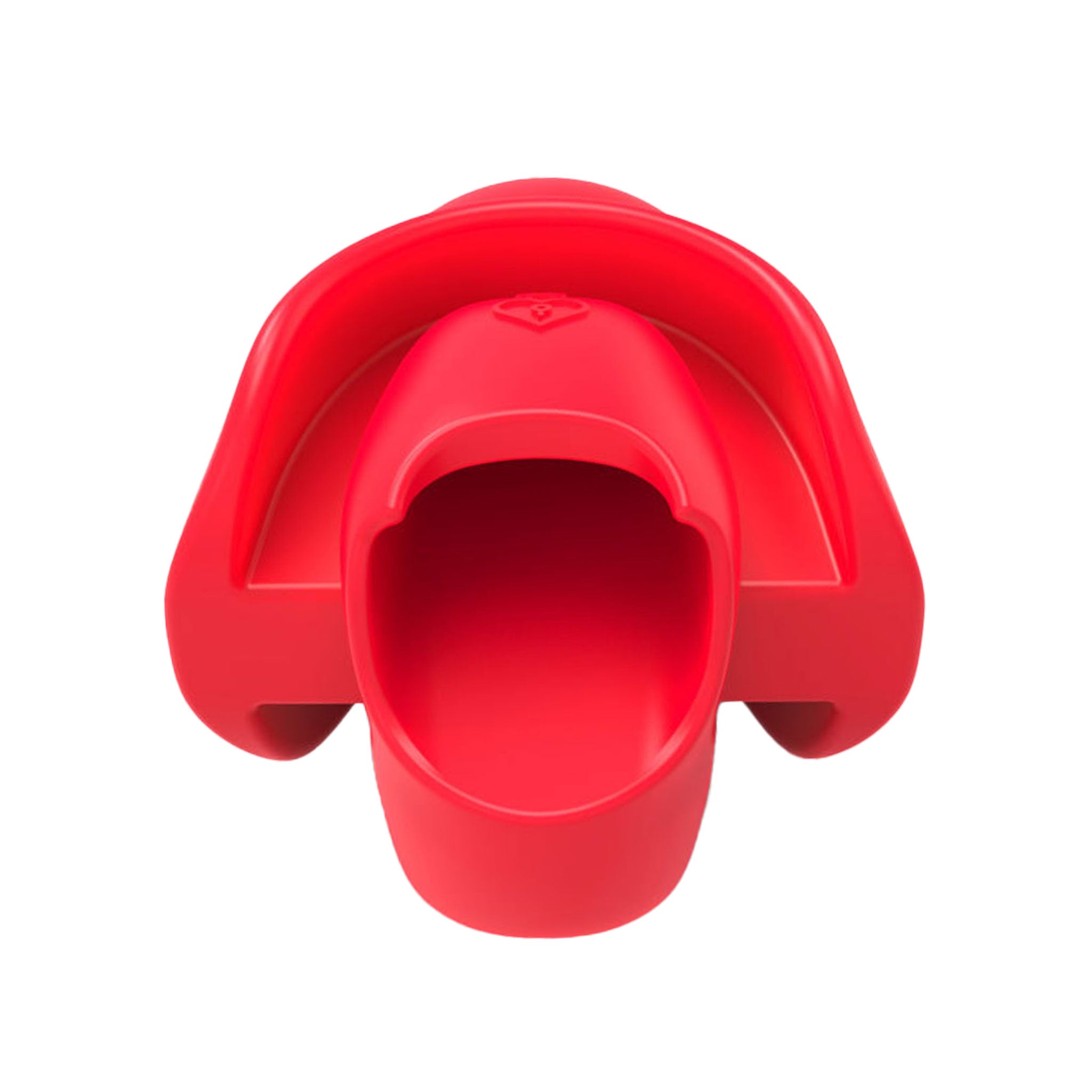 red silicone open mouth gag with tongue pocket, adjustable faux leather strap gag, BDSM oral restraint gag, fetish silicone mouthpiece, kink play accessory
