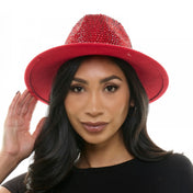 Felt rhinestones hat fedora head gear headgear head-gear costume costumes accessories red
