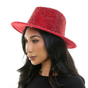 Felt rhinestones hat fedora head gear headgear head-gear costume costumes accessories red