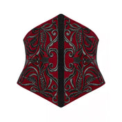 Velvet cotton elastane polyester velvet-ribbon plastic apparel accessories top corset cincher underbust embroidered embroidery velvet-ribbon drawstring lace-up boning support-boning back-zip zipper retro vintage opulent elegance fetish fashion alt-fashion goth gothic goth-doll costume cosplay halloween halloween-couture female femme feminine womens red black