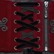Velvet cotton elastane polyester velvet-ribbon plastic apparel accessories top corset cincher underbust embroidered embroidery velvet-ribbon drawstring lace-up boning support-boning back-zip zipper retro vintage opulent elegance fetish fashion alt-fashion goth gothic goth-doll costume cosplay halloween halloween-couture female femme feminine womens red black