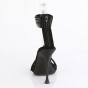 rhinestone ankle cuff thin strap stiletto sandals black high heel glitter sparkle sexy fetish footwear with toe strap back zip closure mini platform 4.5 inch heels fetish factory