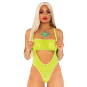 Mesh nylon spandex rhinestone apparel intimates lingerie set lingerie-set 2pc 2-pc 2-piece two-piece top bandeau bandeau-top teddy bodysuit singlet suspender wrestling sleeveless stretchy breathable fierce sensual sensuality tantalizing fashion alt-fashion rave rave-babe ravewear festival day-club neon-hex female femme feminine womens dames pride holographic iridescent yellow neon-yellow