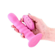 Silicone ABS-plastic dildo dong vibrator vibration vibrating vibe ribbed ribbed-shaft suction-cup wireless remote remote-control usb-rechargeable 6-inch body-safe hypoallergenic unique versatile gentle customizable spontaneous solo-play couples-play partenr-play adult-toys gifts pink 
