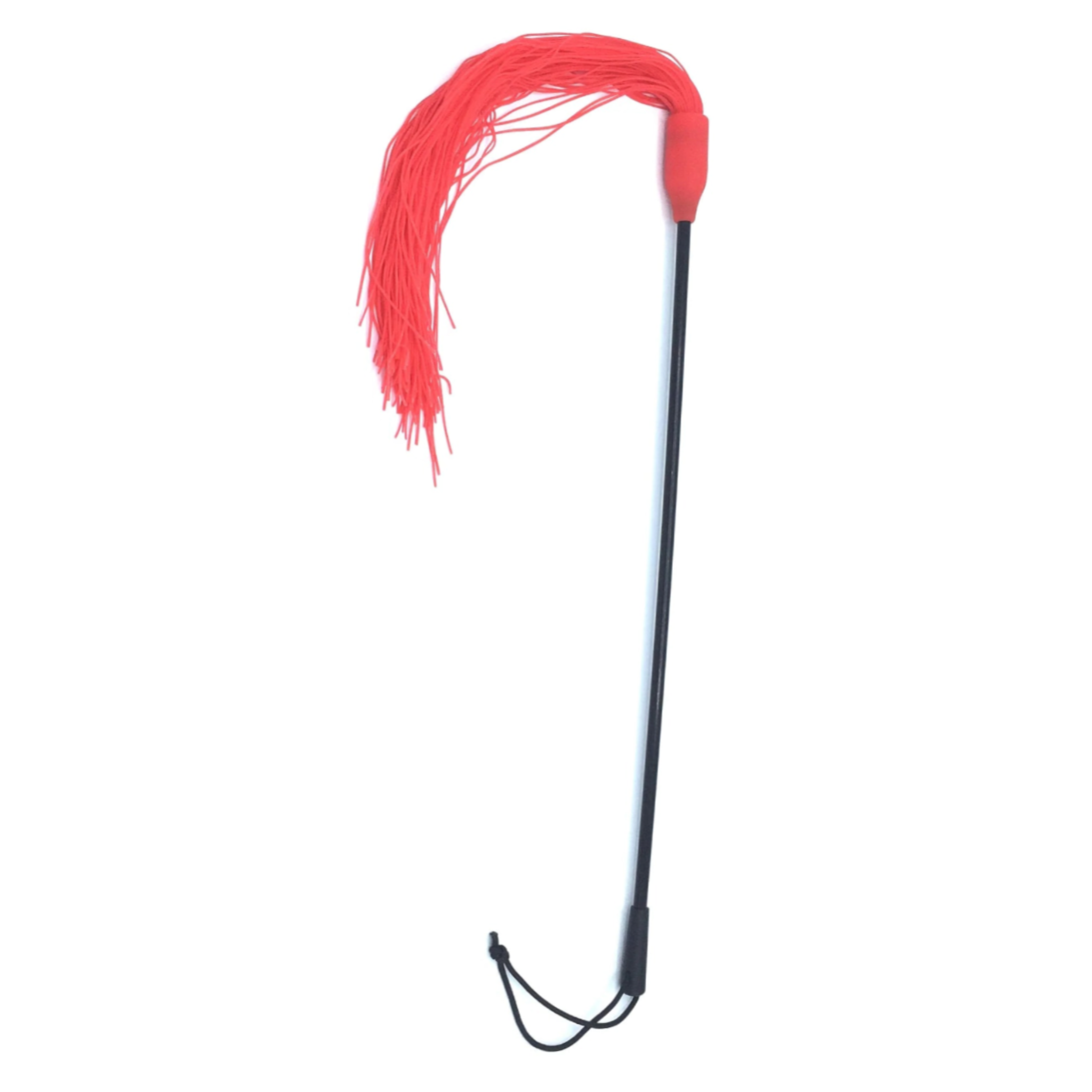 Riding crop, red silicone tassels, impact play, BDSM crop, flexible stinging tassels, fetish accessory.