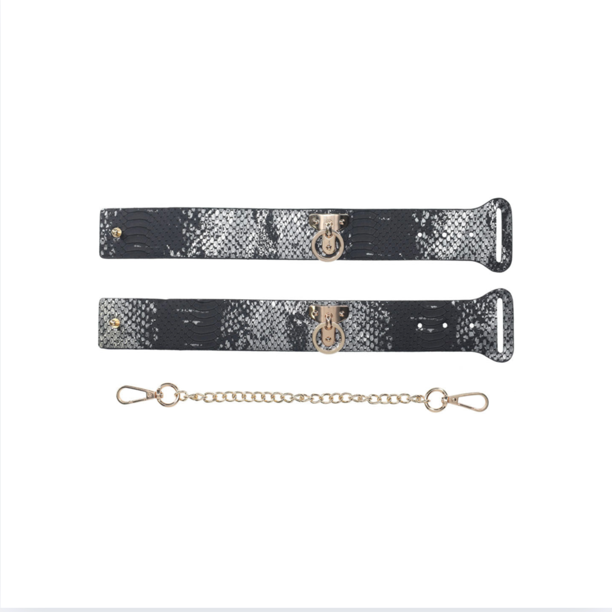 Ankle Cuffs | High-quality bonded leather, iridescent gold hardware, adjustable restraints