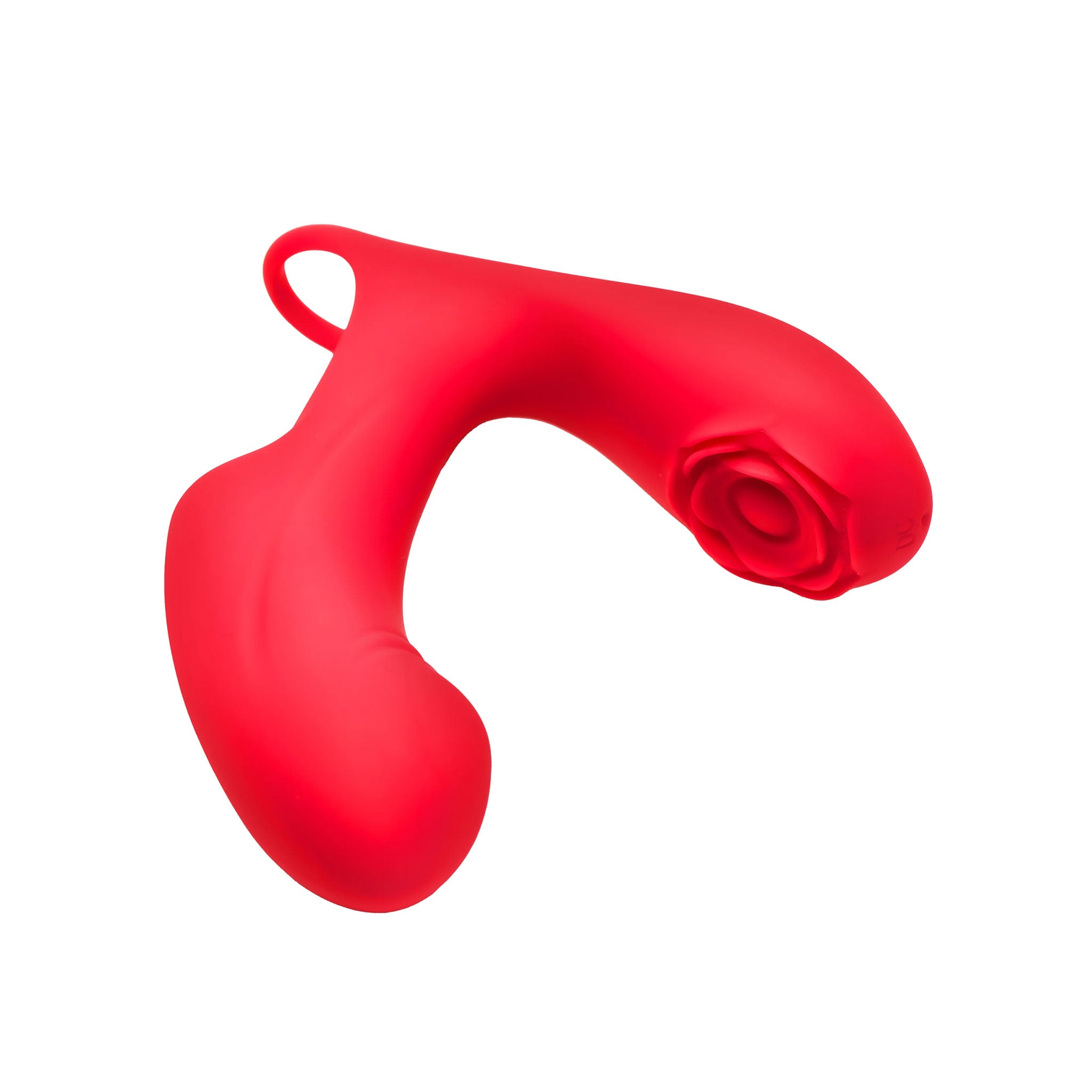 Silicone rechargeable vibrator vibrating vibration vibe clit clitoris clitoral stim stimulator stimulating stimulation pulsing pulsation pulsating stretchy flexible come-hither gspot g-spot finger-ring rose flower pulsing finger couples valentines valentines-day adult-toys red