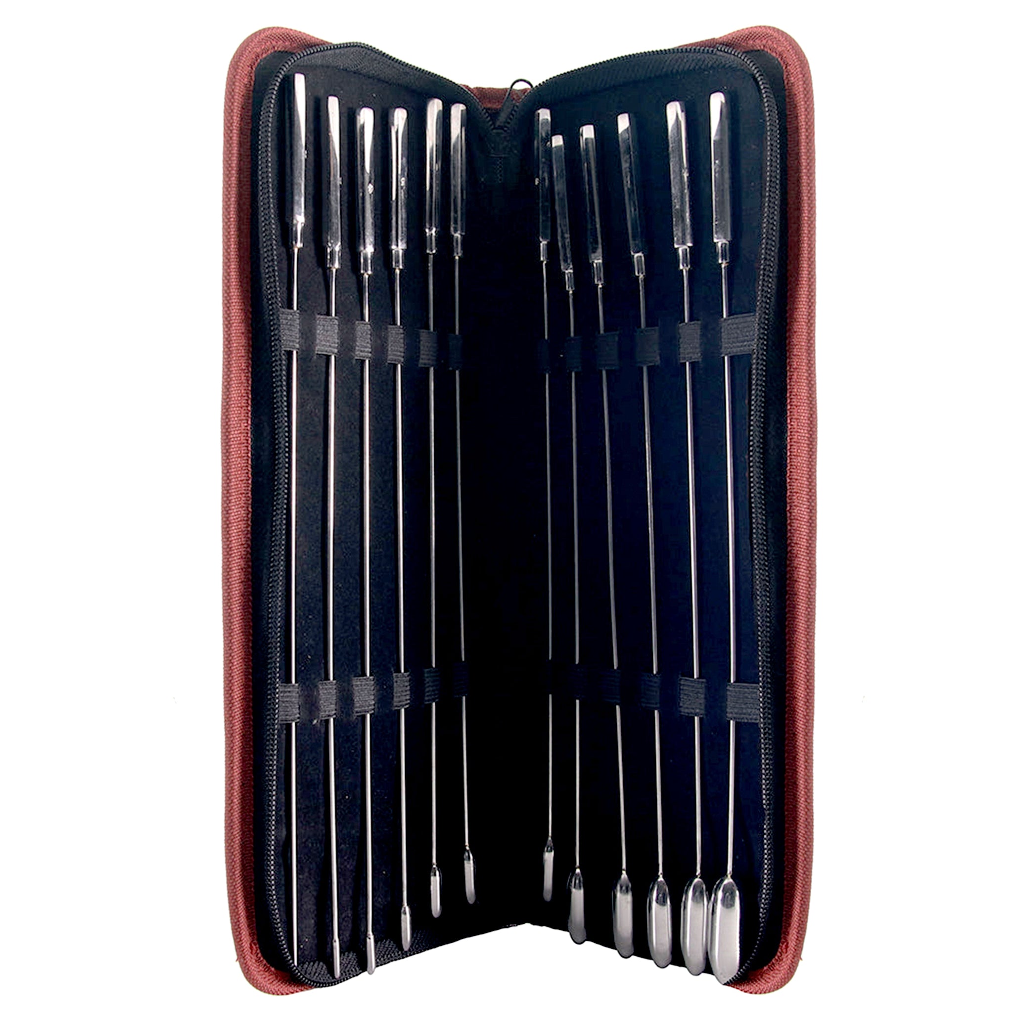 rosebud urethral sound set 12 pc stainless steel prostate stimulation medical play fetish adult toy smooth probe insertable diameters 0.4-4.72 inches