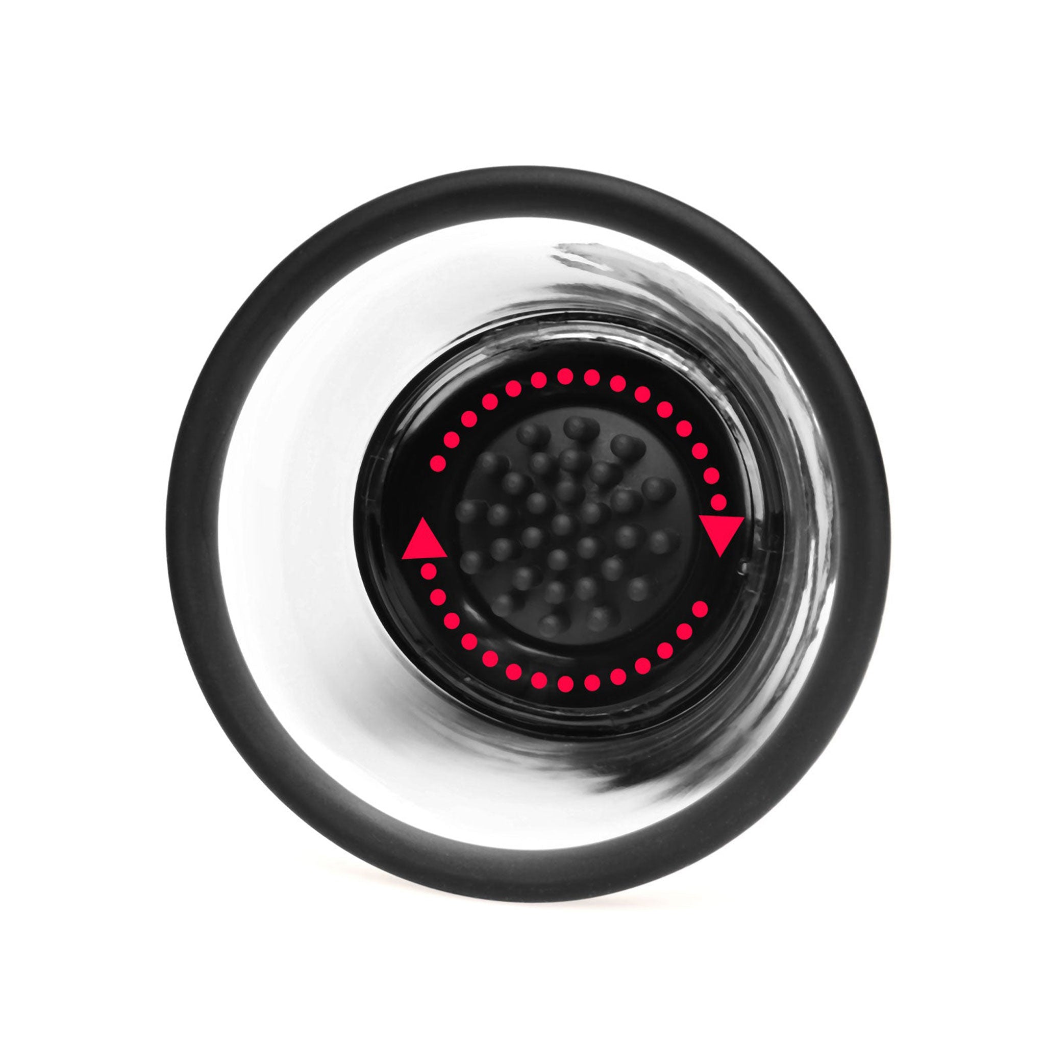 Silicone ABS-plastic sucker suction-cup suction-mounted stim stimulate stimulator stimulation vibrator vibrating vibration vibe rotating rotation rotate hands-free interchangeable-heads silicone-head attachment-heads usb-rechargeable bdsm kink kinky kinky-play nipple nipple-play sensory-play sensation areola adult-toys black clear