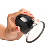 Silicone ABS-plastic sucker suction-cup suction-mounted stim stimulate stimulator stimulation vibrator vibrating vibration vibe rotating rotation rotate hands-free interchangeable-heads silicone-head attachment-heads usb-rechargeable bdsm kink kinky kinky-play nipple nipple-play sensory-play sensation areola adult-toys black clear