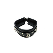 rouge 3 d ring padded leather adjustable collar black genuine leather collar adjustable fit metal d rings bondage accessory gothic collar adult accessory edgy fashion