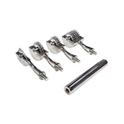 Stainless-steel chrome-plated accessories pinwheel pin-wheel interchangeable-heads one-wheel 1-wheel two-wheel 2-wheel three-wheel 3-wheel 5-wheel five-wheel screw-in handle carrying-case stim stimulate stimulation sharp prickling tickling bondage bdsm bdsm-toys bdsm-play kink kinky kinky-toys kinky-play sensory sensory-play sensory-toys pain teasing torture medical medical-toys wartenburg holiday-gifts gifts adult-toys unisex silver chrome